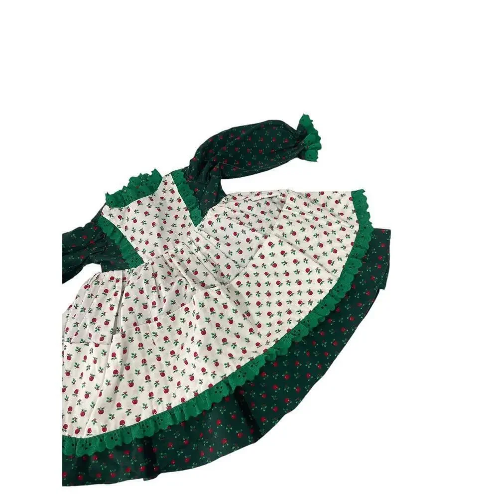 Handmade‎ Red Green Holiday Christmas Photo Apple Baby Girl Dress 12 Months?